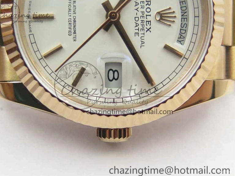 MiroTime 0117 MultiPurpose Day-Date 36 RG 128239 Bp Maker Best Edition White Dial on RG President Bracelet 3139